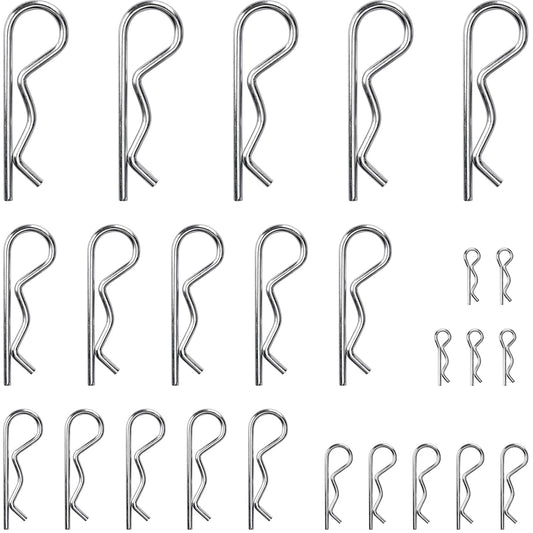 OLCANA 25 Pieces Cotter Pin Assortment Kit 5 Size M1.2 -M3.5 Stainless Steel R Hitch Pin Clips for Tractor Truck Tillage Machine, Retaining Pins