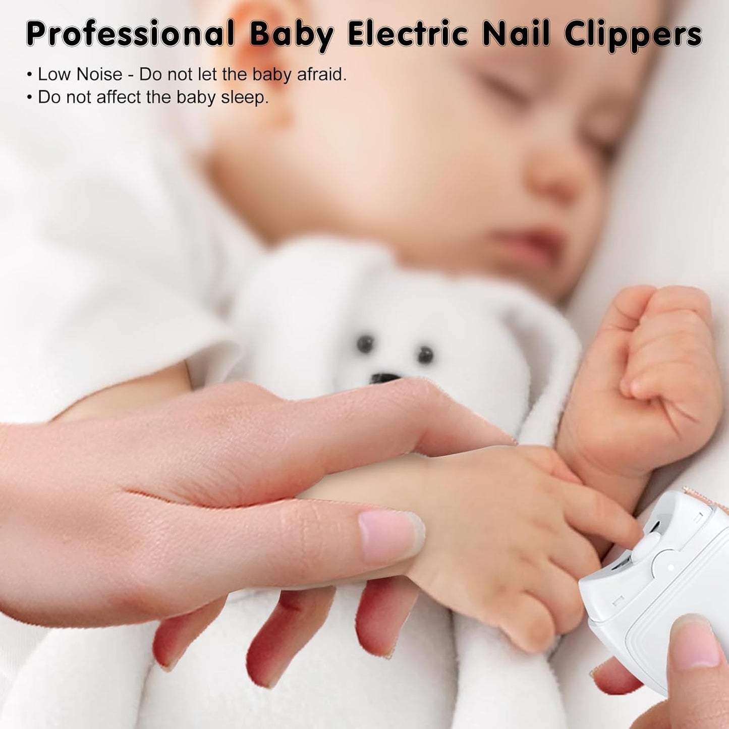 Electric Automatic Nail Clipper Cutter，2024 New 2in 1 Fingernail Clippers File with Nail Scraps Storage, Led Light, USB Rechargeable Safety Fingernail Trimmer for Adult Seniors Baby (White)