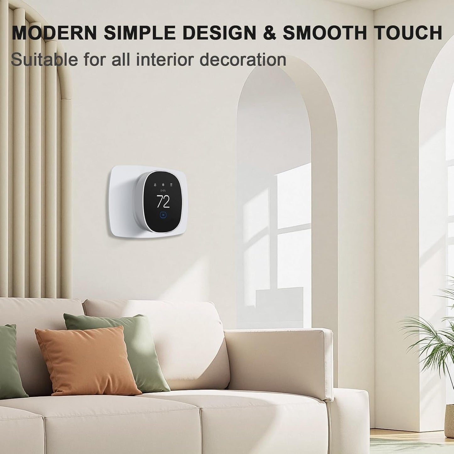 AUURIO Thermostat Wall Plate Compatible with 2025 Smart Thermostat Essential Trim Kit Increased Decorative Coverage Stylish Programmable WiFi Thermostat Accessory Trim Plate Easy Installation
