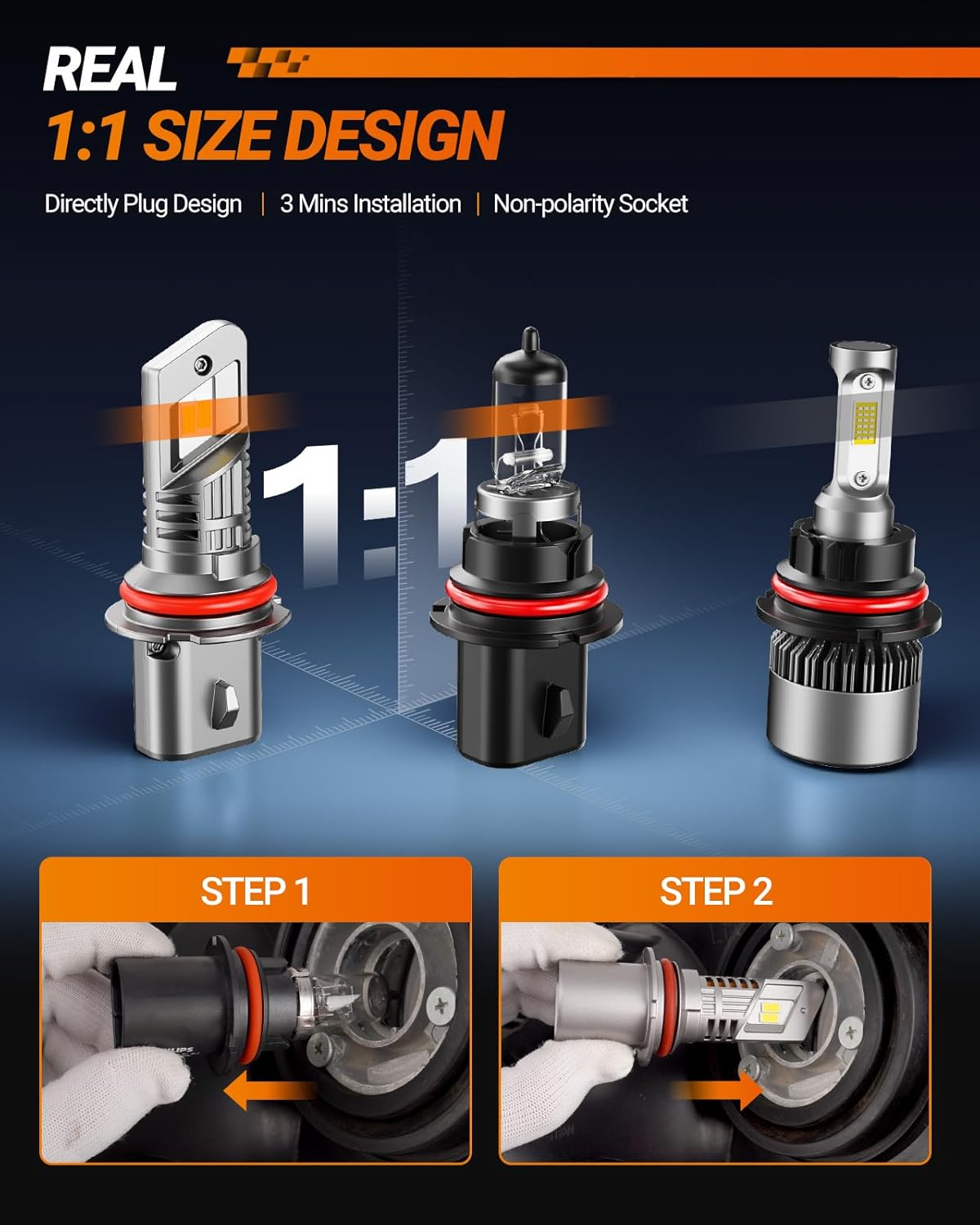 SEALIGHT H7 LED Headlight Bulbs, 800% Super Bright, 6500K Cool White Light Bulbs with Cooling Fan, 1:1 Mini Size H7 led headlight,H7 Halogen Replacement 3 Mins Plug-N-Play, Pack of 2