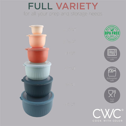 COOK WITH COLOR Prep Bowls with Lids- 8 Piece Nesting Plastic Small Mixing Bowl Set with Lids (Teal Ombre)