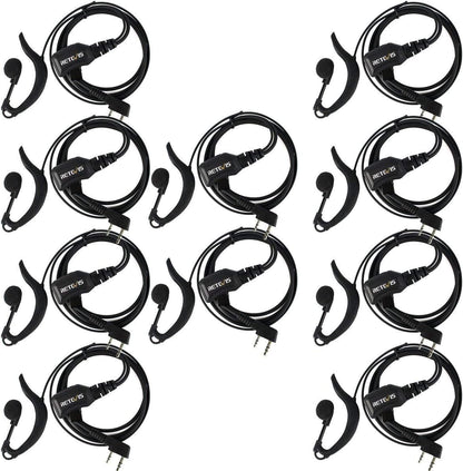 Retevis Walkie Talkie Earpiece with Mic, Volume Control, 2 Pin, for RetevisRT21 RT68H H777H H777, Compatible with Baofeng BF-888S Kenwood Walkie Talkies, Two Way Radio Earpiece(10 Pack)
