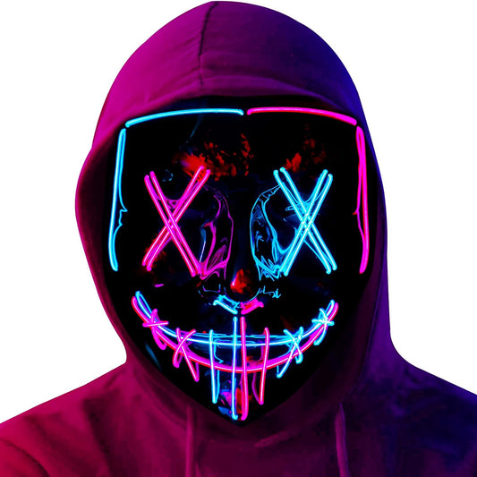 Poptrend Halloween Mask LED Light up Mask Scary mask for Festival Cosplay Halloween Costume Masquerade Parties,Carnival,Gift…