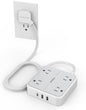 Flat Plug Power Bars with Surge Protector, Flat Extension Cord Indoor 5 Feet, TESSAN Power Strip with 4 Multiple Outlets 3 USB Ports (1 USB C), Surge Protection for Dorm Room Home Office, Gray