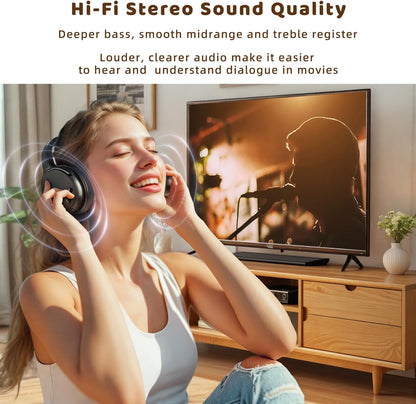 Holdsound Wireless Headphones for TV Watching, TV Headphones Wireless for Seniors with USB Transmitter, 25hrs, No Lip-Sync Delay, Plug and Play, Gifts for Elderly,Light Black