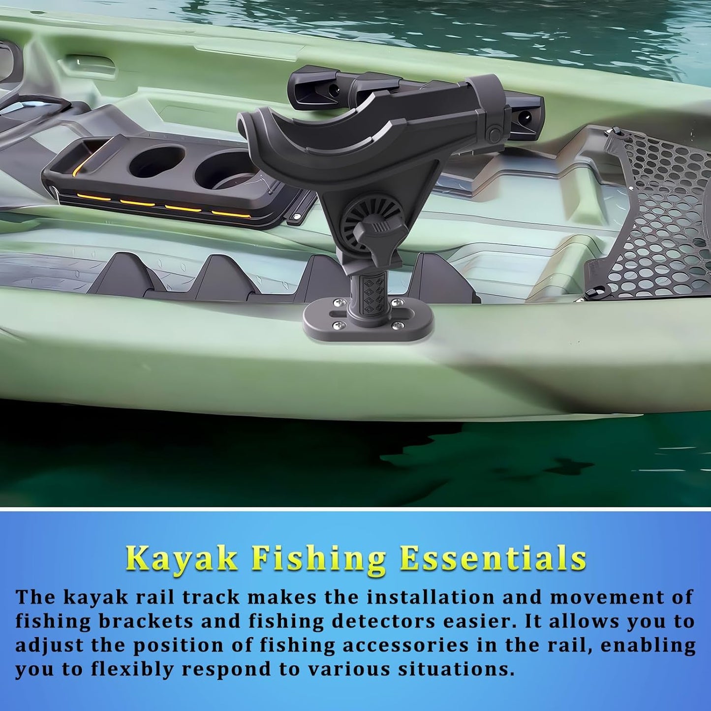 Seaperk Kayak Gear Track - Low Profile Mount, Compatible for Fishing Rod Holder, Fish Finder, Cup Holder, Anchor Cleats, 4", Pack of 2