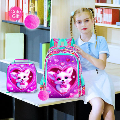 3pcs Backpack for Boys and Girls, 16” Kids Kindergarten Bookbag with Lunch Box, Cute Elementary Backpacks for Boy Girl