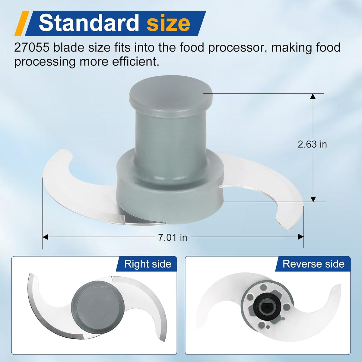 27055 S Smooth Blade Compatible with Robot Coupe Food Processor Replacement for R201, R2, R2A, R2N, R2B, R2U, Stainless Steel Blade with Pitch
