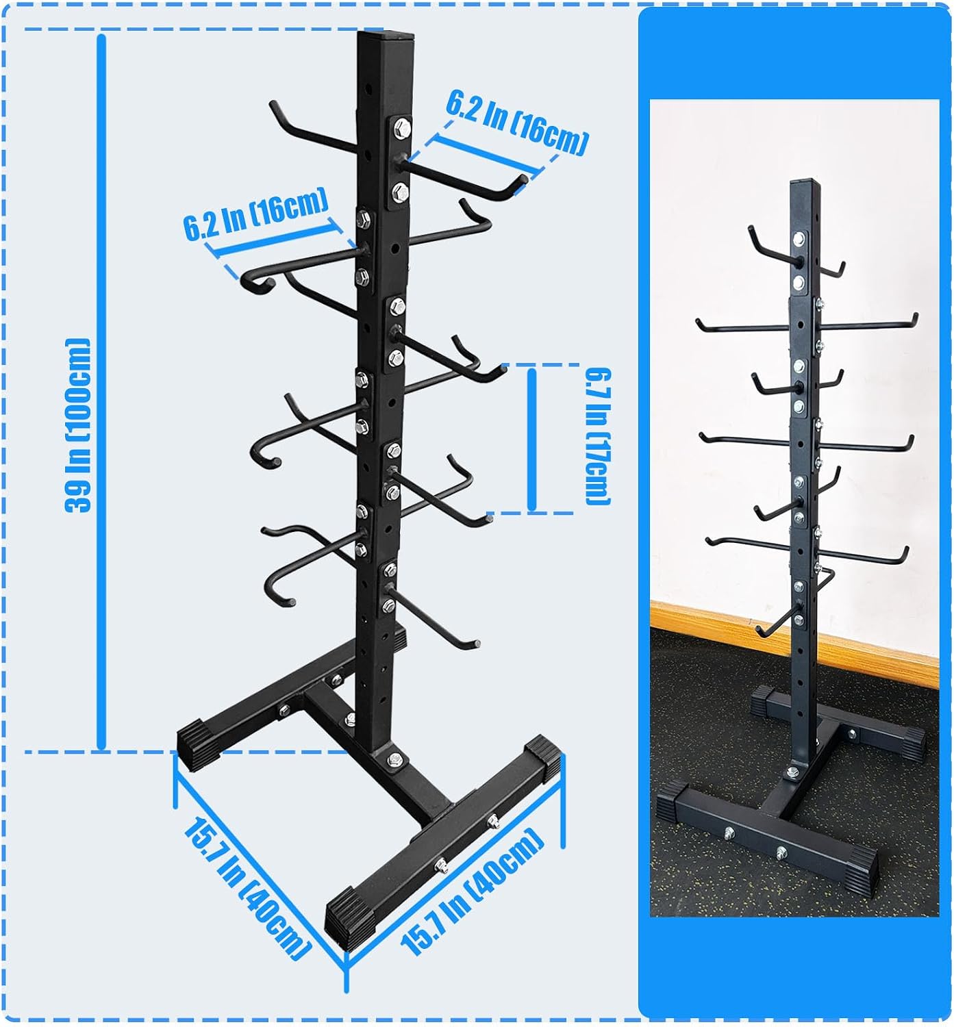 BLUSLM Cable Attachment Rack for Lat Pull Down Bar, Heavy Duty Steel Lat Bar Organizer, Gym Storage Rack for LAT Pulldown Attachments