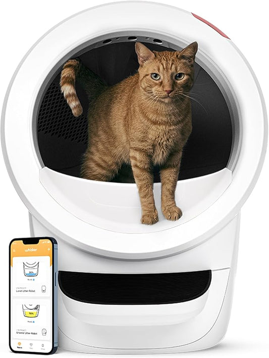 Litter-Robot 4 with Step & Fence by Whisker, White - Automatic, Self-Cleaning Cat Litter Box, Helps Reduce Litter Box Odors, Never Scoop Again, Includes 1 Year of WhiskerCare