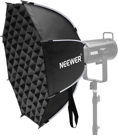 NEEWER 35.4'' Octagonal Softbox, Quick Release Parabolic Soft Box with Bowens Mount, Diffusers, Grid, Bag Compatible with Aputure 120d Compatible with Godox SL60w NEEWER Q4 AS600B CB300B Q300, NS92P