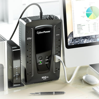 CyberPower AVRG900LCD Intelligent LCD UPS System, 900VA/480W, 12 Outlets, AVR, Compact