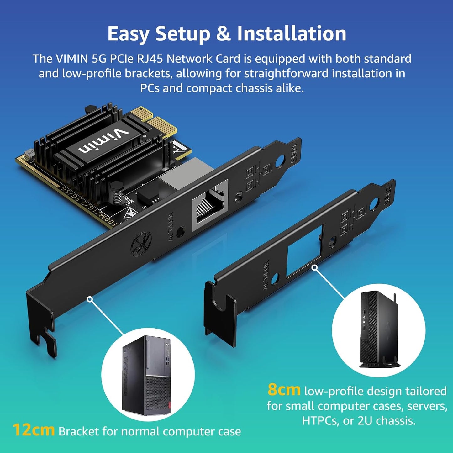 10G PCI-E Network Card with 10Gbps Dual RJ45 Ports, Intel X540-T2 Conrtoller, VIMIN 10Gb Ethernet Adapter Card Compatible with PCI Express X8, X16, Support Windows/Windows Server/Linux/VMware