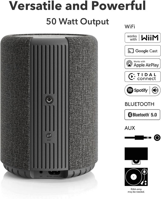 Audio Pro A10 MKII Wireless Multiroom Speaker, WiiM Edition | High Fidelity, Bluetooth, WiFi | Compatible with AirPlay 2, Google Cast, Siri, WiiM Home App, Stream Spotify, Tidal & More, Dark Gray - PuriLite