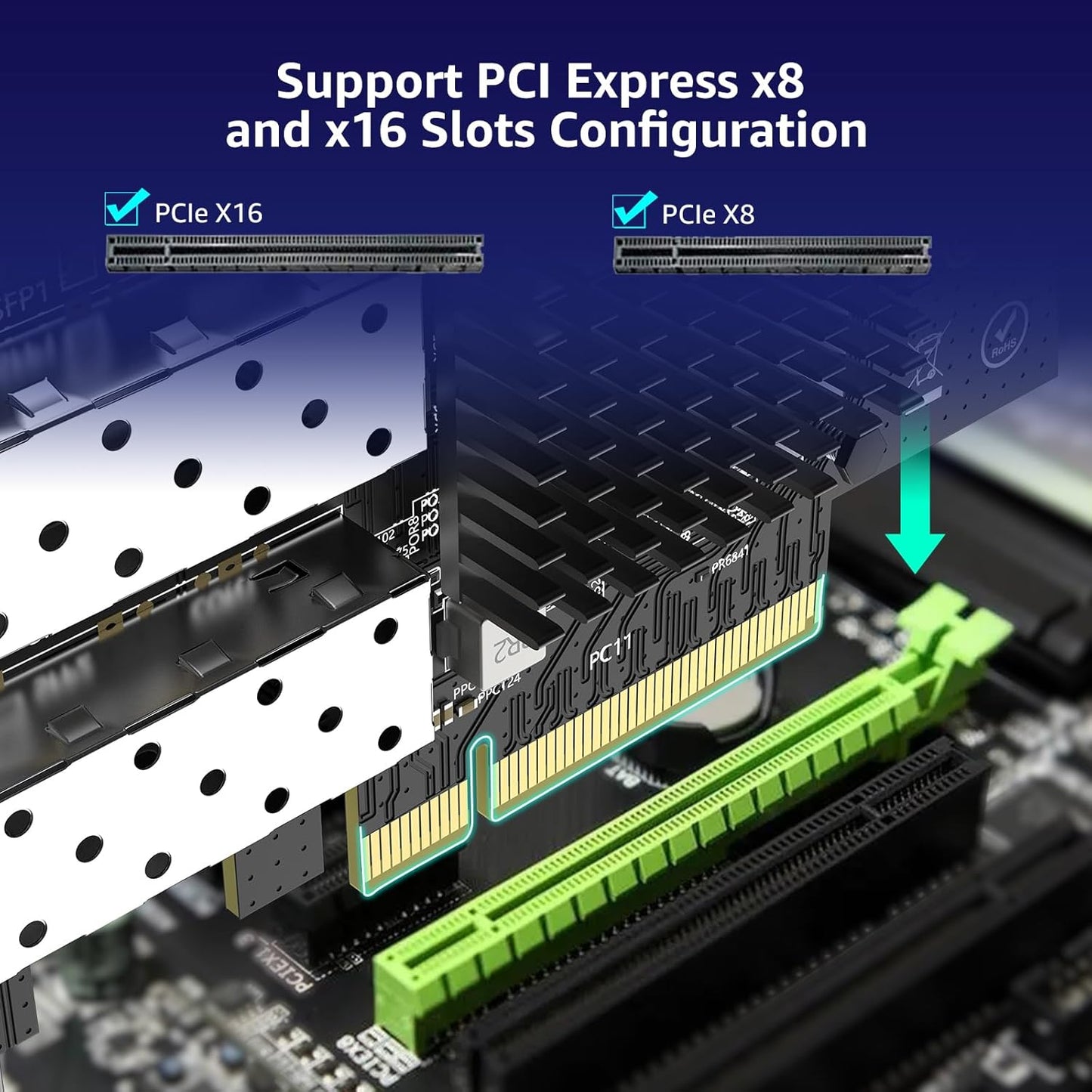 10G PCI-E Network Card with 10Gbps Dual RJ45 Ports, Intel X540-T2 Conrtoller, VIMIN 10Gb Ethernet Adapter Card Compatible with PCI Express X8, X16, Support Windows/Windows Server/Linux/VMware