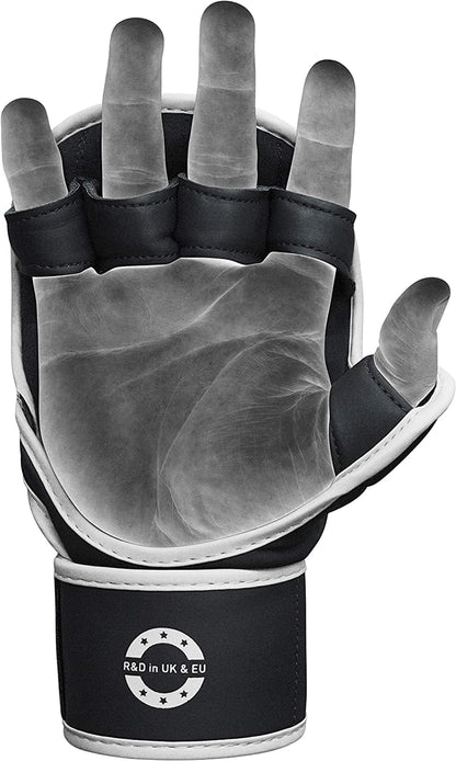 RDX MMA Gloves Sparring Grappling, Hybrid Open Palm Martial Arts Mitts Men Women, Maya Hide Leather Wrist Support, Cage Fighting Combat Sports, Muay Thai Training, Punching Bag and Kickboxing
