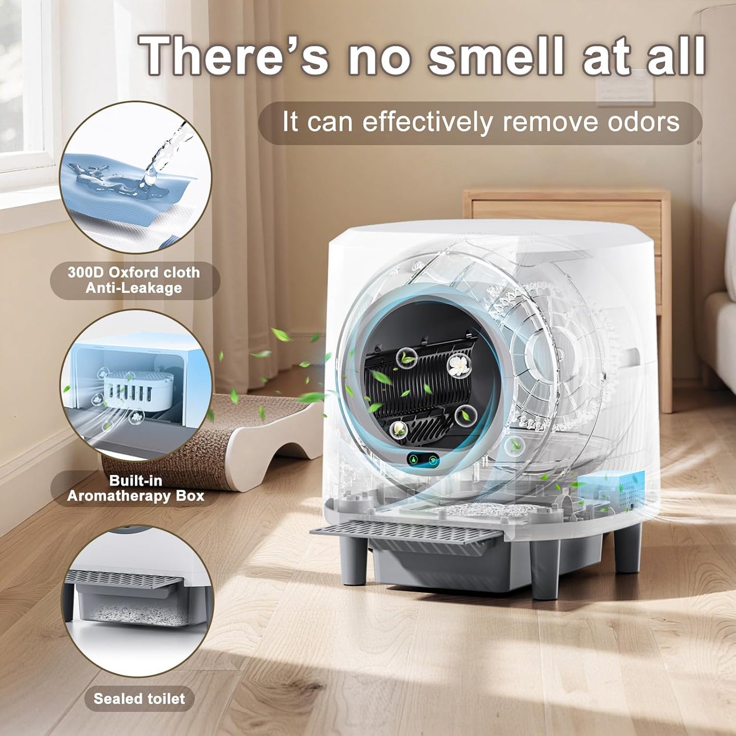 Automatic Cat Litter Box Ellenpent Self-Cleaning Litter Box with APP Control and Safety Sensor, 90L Large Capacity for Multiple Cats, Litiere Pour Chat Autonettoyant with 3 Rolls Poop Bags