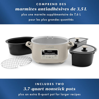 Crock-Pot MultiMeal Multicooker and Programmable Slow Cooker, With Extra 8-Qt. Cooking Pot, Oat Milk