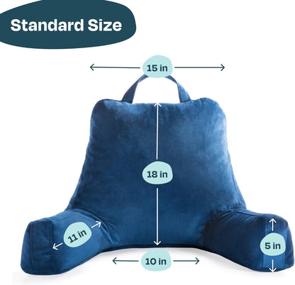 Linenspa Shredded Foam Reading Pillow - Perfect for Adults, Teens, and Kids - Velour Cover - 3 Year U.S. Warranty, Stone