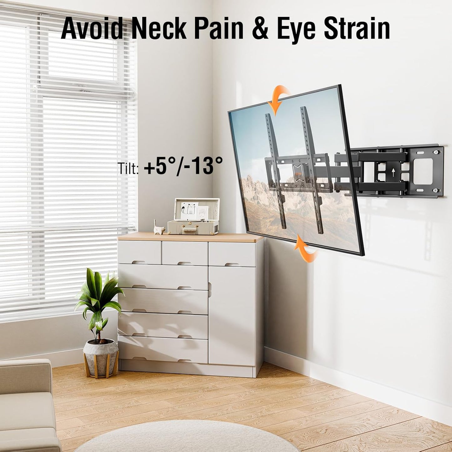 ELIVED UL Listed TV Wall Mount for Most 26-65 Inch tvs, Full Motion TV Mount with Swivel and Tilt, Wall Mount Bracket Max VESA 400x400mm, Holds up to 99 lbs.