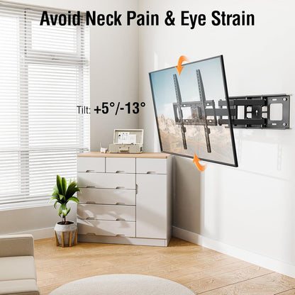 ELIVED UL Listed TV Wall Mount for Most 26-65 Inch tvs, Full Motion TV Mount with Swivel and Tilt, Wall Mount Bracket Max VESA 400x400mm, Holds up to 99 lbs.