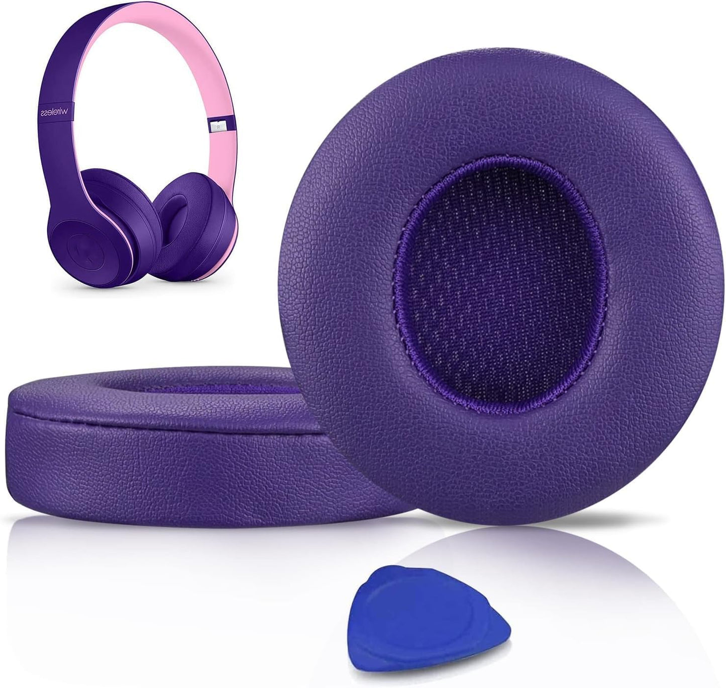 SoloWIT® Ear Pads Cushions Replacement, Earpads for Beats Solo 2 & Solo 3 Wireless On-Ear Headphones with Soft Protein Leather, Stronger Adhesive, Noise Isolation Memory Foam - Black