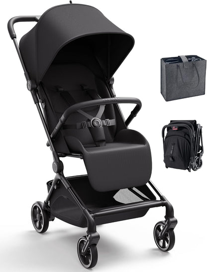 Momcozy TuckGo Lightweight Travel Stroller, One Click Fold for Toddlers 6M-3Y, 33L Bottom Storage, Compact Easier Air Travel, Travel Bag Included, 3-Position Recline, UPF 50+ Canopy, 5-Point Harness
