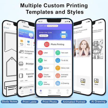 Label Maker Machine with Tape - Thermal Label Printer Bluetooth Label Maker Machine, Mini Printer Sticker Maker for Home, Kitchen, School, Office Organization with 2 Rolls Paper (Green)