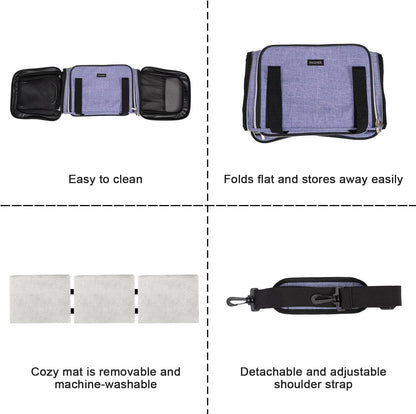 BAGLHER Cat Carrier Bag,Airline Approved Pet Carrier Soft Side Pet Travel 5 Sides Open Doors 3 Sides Expandable Foldable Dog Carrier with Fleece Pad