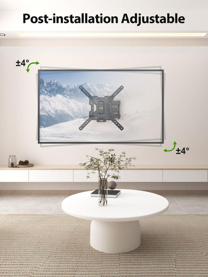 USX MOUNT Full Motion TV Wall Mount for 26-55 Inch TVs up to 77 Lbs, Articulating TV Mount with Perfect Center Design, Single Stud Wall Mount TV Bracket, Max VESA 400x400mm