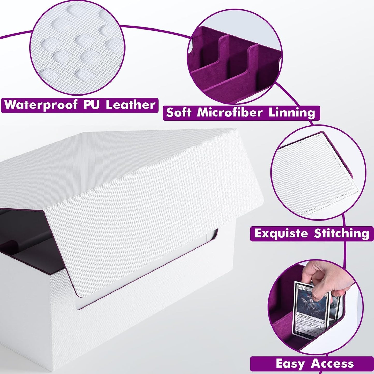 ZLCA Card Storage Box for MTG PTCG, Commander Deck Box Holds 3000+ Cards, Card Storage Case with 4 Stoppers, Card Organizer for TCG Sport Cards (Black)