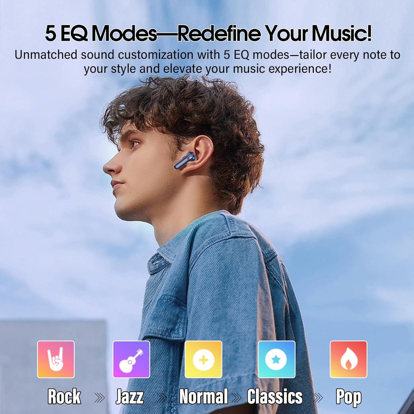 Wireless Earbuds, Bluetooth 5.4 Ear Buds with Multifunctional Touch Screen, 48H HiFi Stereo Headphones, ANC/ENC Noise Cancelling Mic, IPX7 Bluetooth Earbuds with 5 EQ Modes, in Ear Earphones, Black