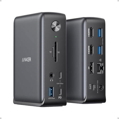 Anker Docking Station, PowerExpand 13-in-1 USB-C Dock, 85W Charging for Laptop, 18W Charging for Phone, 4K HDMI, 1Gbps Ethernet, Audio, USB-A Gen 1, USB-C Gen 2, SD 3.0 (Doesn’t Support MST for macOS)