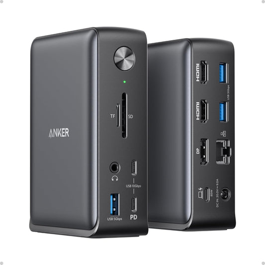 Anker Docking Station, PowerExpand 13-in-1 USB-C Dock, 85W Charging for Laptop, 18W Charging for Phone, 4K HDMI, 1Gbps Ethernet, Audio, USB-A Gen 1, USB-C Gen 2, SD 3.0 (Doesn’t Support MST for macOS)