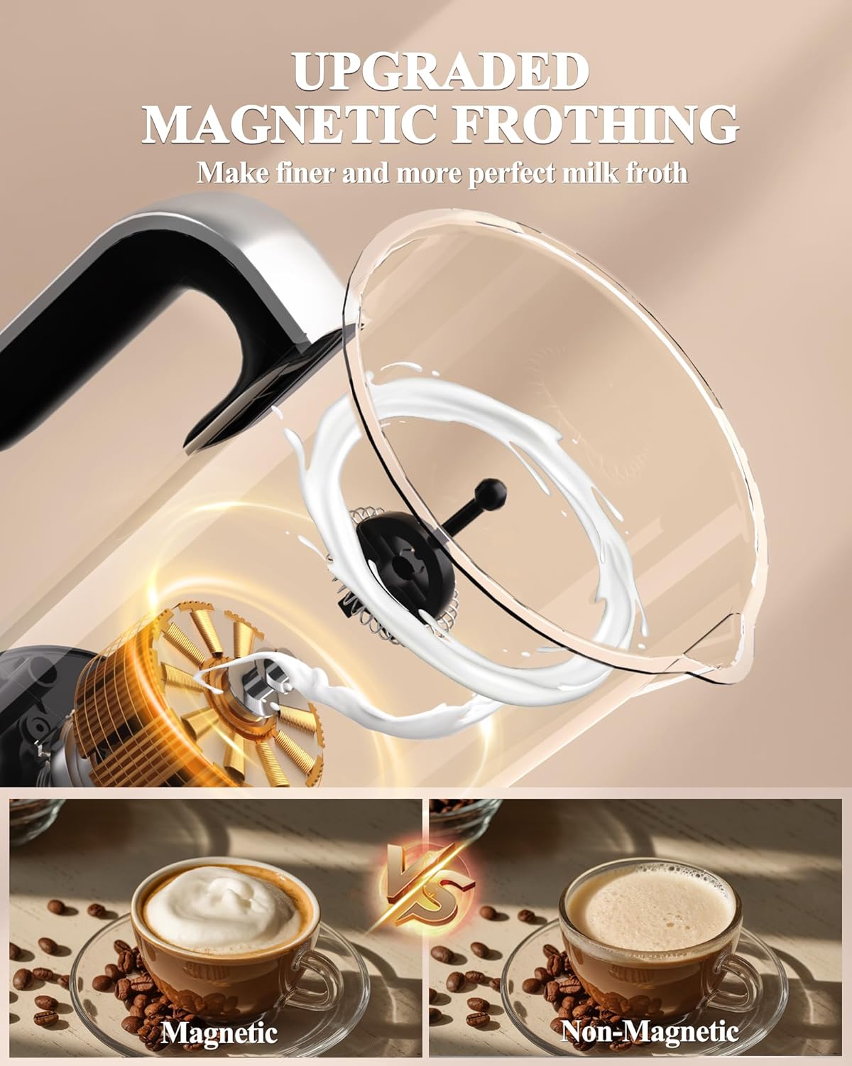 4 in 1 Electric Milk Frother: 10oz/350 mL Large Capacity Electric Milk Steamer for Hot and Cold Milk Froth - Automatic Milk Frother & Warmer for Latte, Cappuccinos, Macchiato, Hot Chocolate