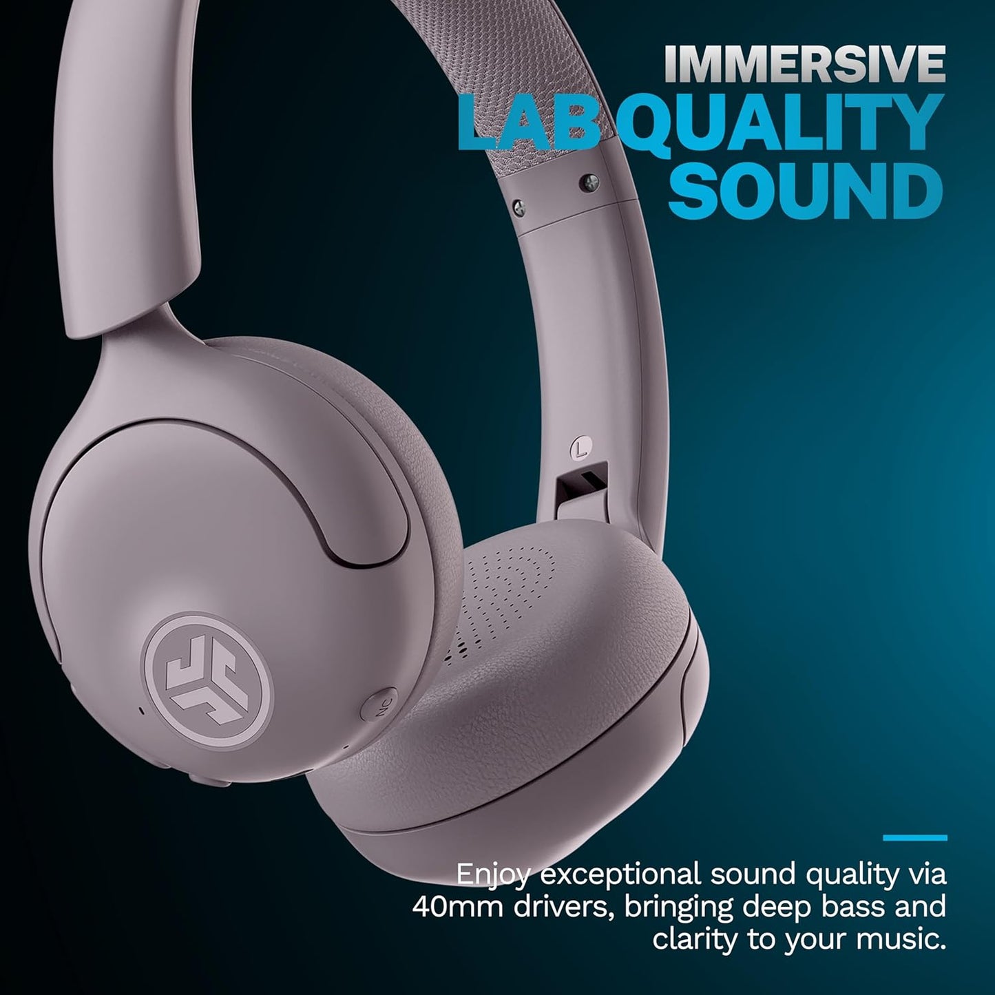 JLab Go Lux ANC Wireless Headphones, Cloud White, Hybrid Active Noise Cancelling, Premium On-Ear Bluetooth Headset, Customizable Sound, Be Aware Mode, Cloud Foam Comfort, Multipoint Connection