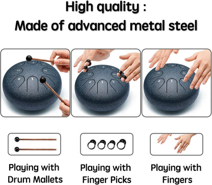 Lronbird Steel Tongue Drum Percussion, 6 Inch 8 Notes Musical Instruments, Music Gifts for Family Friends (Malachite)