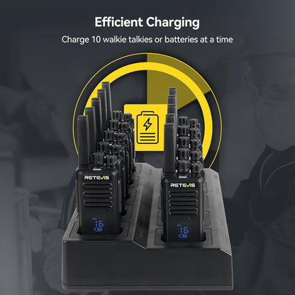 Retevis RT68H 2 Way Radios Long Range with 10 Way Charger,Walkie Talkies Rechargeable for Adults,Easier Charging,Easier Management,LED Display, Keypad Lock,Hands Free Compact Walkie Talkie (10 Pack)