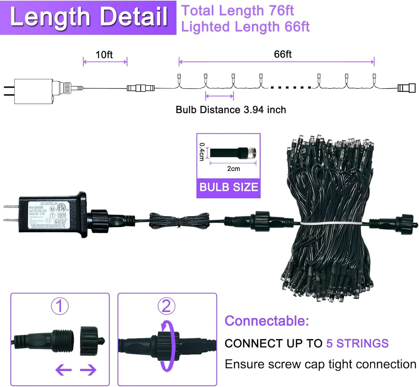 JMEXSUSS 66ft 200 LED Halloween Lights Outdoor, Orange String Lights Clear Wire, 8 Modes Orange Halloween Christmas String Lights Plug in for Tree Indoor Patio Garden Thanksgiving Decorations