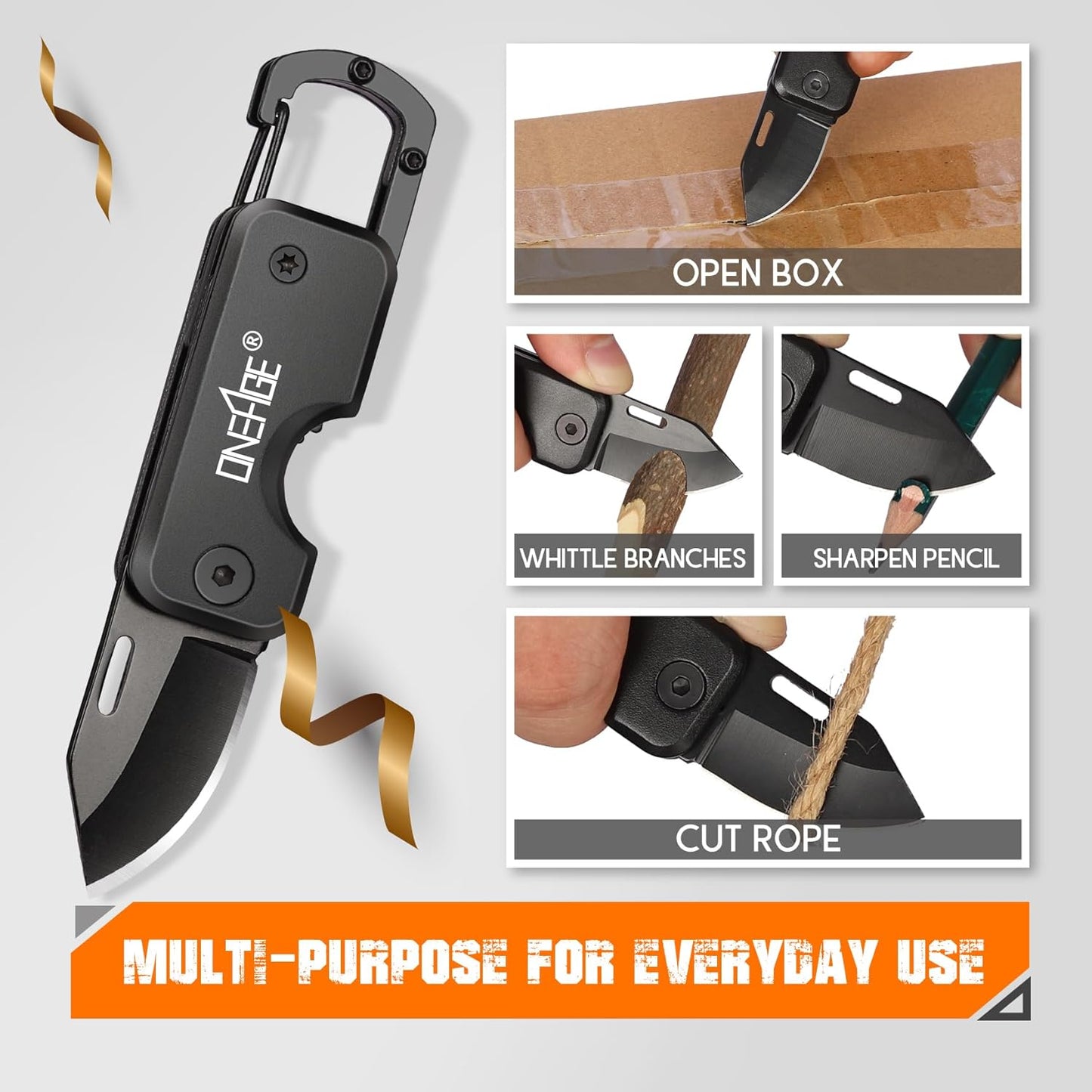 Keychain EDC Pocket Tool | Compact Folding Utility Knife | Stainless Steel Everyday Carry Tool | Outdoor Camping Gadget | Small Pocket Cutter - PuriLite