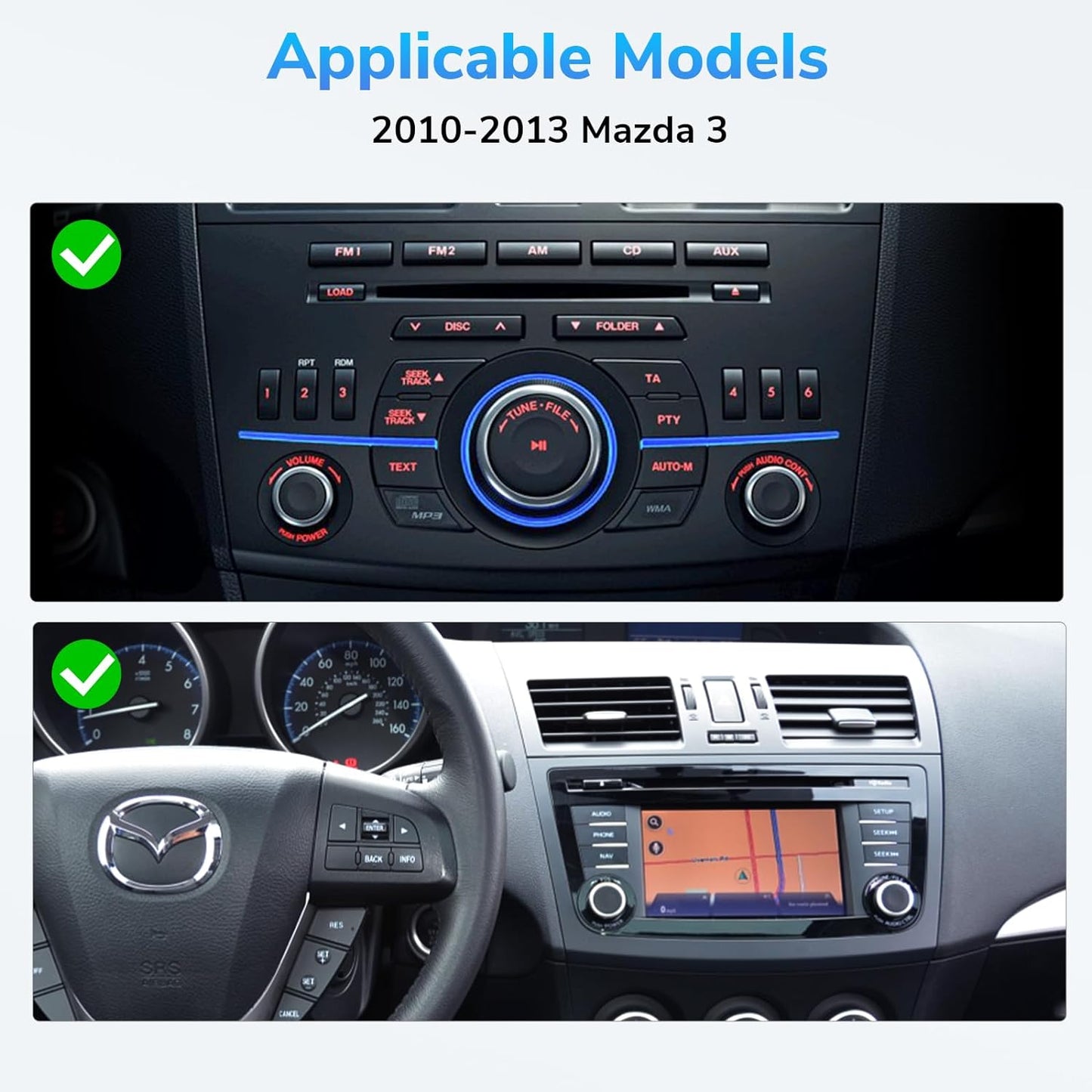 Eonon Android 13 Radio Compatible with Mazda 3 2010 2011 2013 2013 CarPlay & Android Auto, 2GB+32GB, Car Stereo for 2010-2013 Mazda 3 Headunit, 9'' IPS Screen, Bluetooth 5.4, Backup Camera-M3BLA13