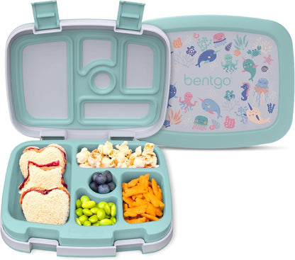 Bentgo Kids Prints (Unicorn) - Leak-Proof, 5-Compartment Bento-Style Kids Lunch Box - Ideal Portion Sizes for Ages 3 to 7 - BPA-Free and Food-Safe Materials