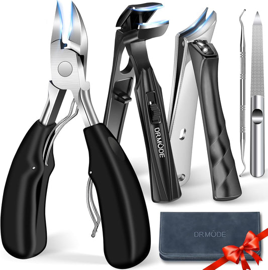2025 Toenail Clippers for Thick Toenails for Seniors, Angled Head Large Toe Nail Clippers Set for Men, Heavy Duty Ingrown Toenail Clippers with Long Handle, Ultra Sharp Slanted Nail Cutter Wide Jaw - PuriLite
