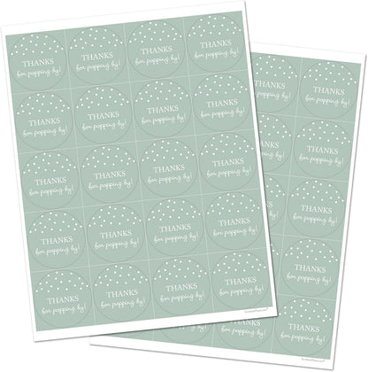 40 Thanks for Popping by! Popcorn Favor Stickers (Gold on White)