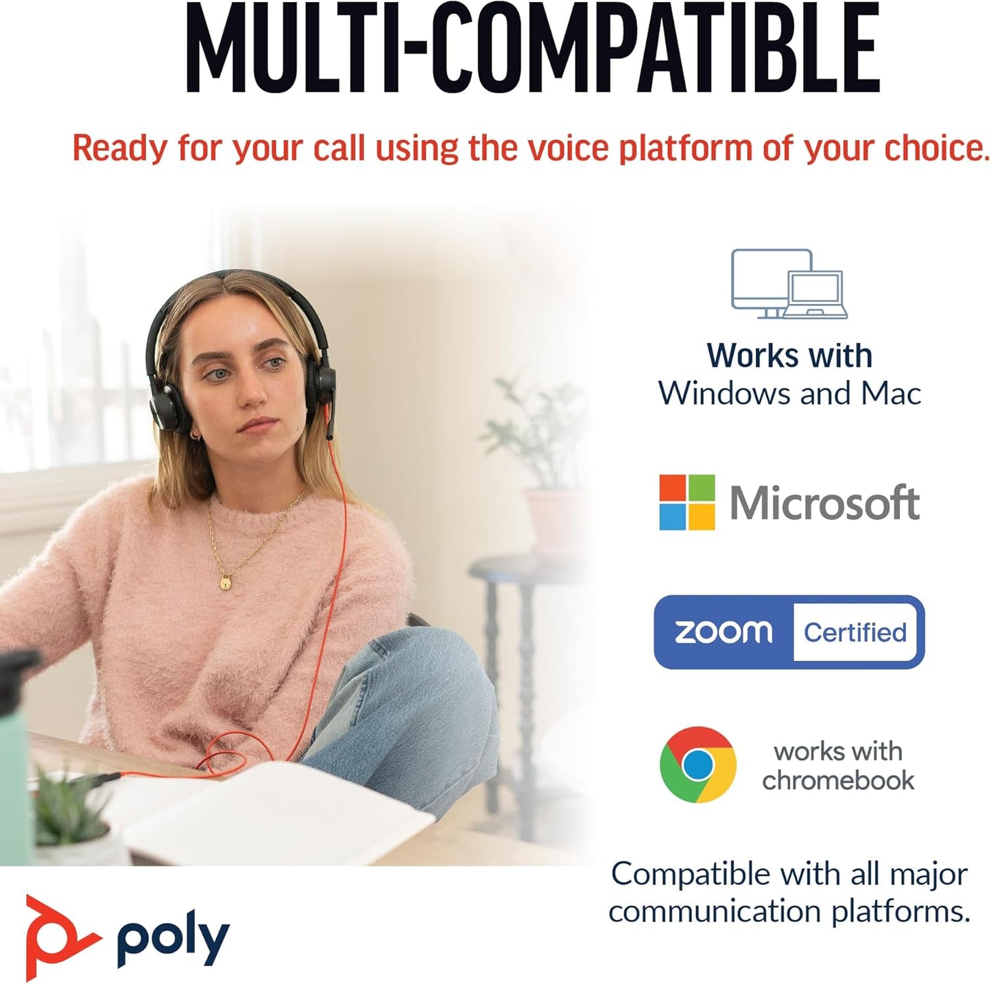 Poly Blackwire 8225 Premium Wired Headset (Plantronics) – Active Noise Canceling – Hi-fi Stereo - Connect to PC/Mac - Works w/Teams, Zoom - Amazon Exclusive