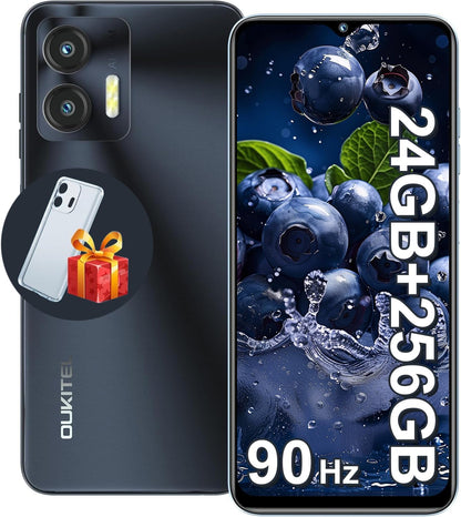 OUKITEL C36 Smartphone, Unlocked Cell Phone Canada, Android 14 Phone, 16GB+256GB/TF 1TB Expandable, 6.56'' HD+ Large Screen, 5150mAh, 4G Sim 3 Card, Fingerprint/Face Unlock Telephone, GPS