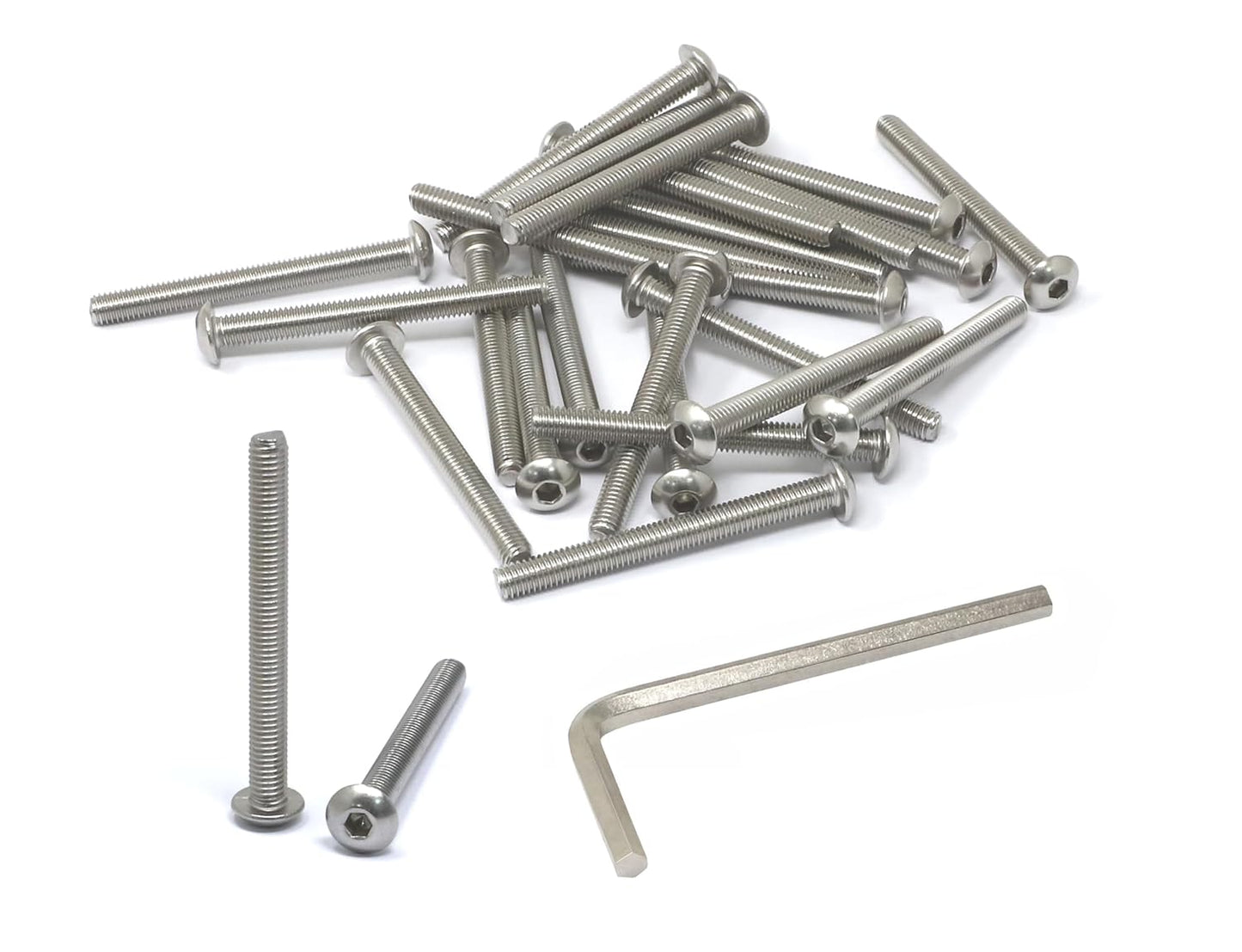 iexcell 50 Pcs M6 x 20mm Thread Pitch 1 mm Stainless Steel 304 Hex Socket Button Head Cap Screws Bolts Kit