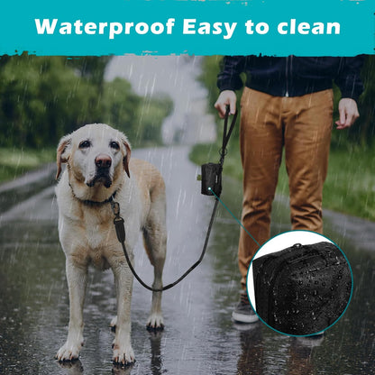 PetBonus Waterproof Dog Poop Bag Holder for leashes, Portable Pet Waste Bag Dispenser, 2 Pouches for Treat Holder and Walking Accessories, Fit All Leashes, Includes 1 Roll of Dog Poop Bags (Green)