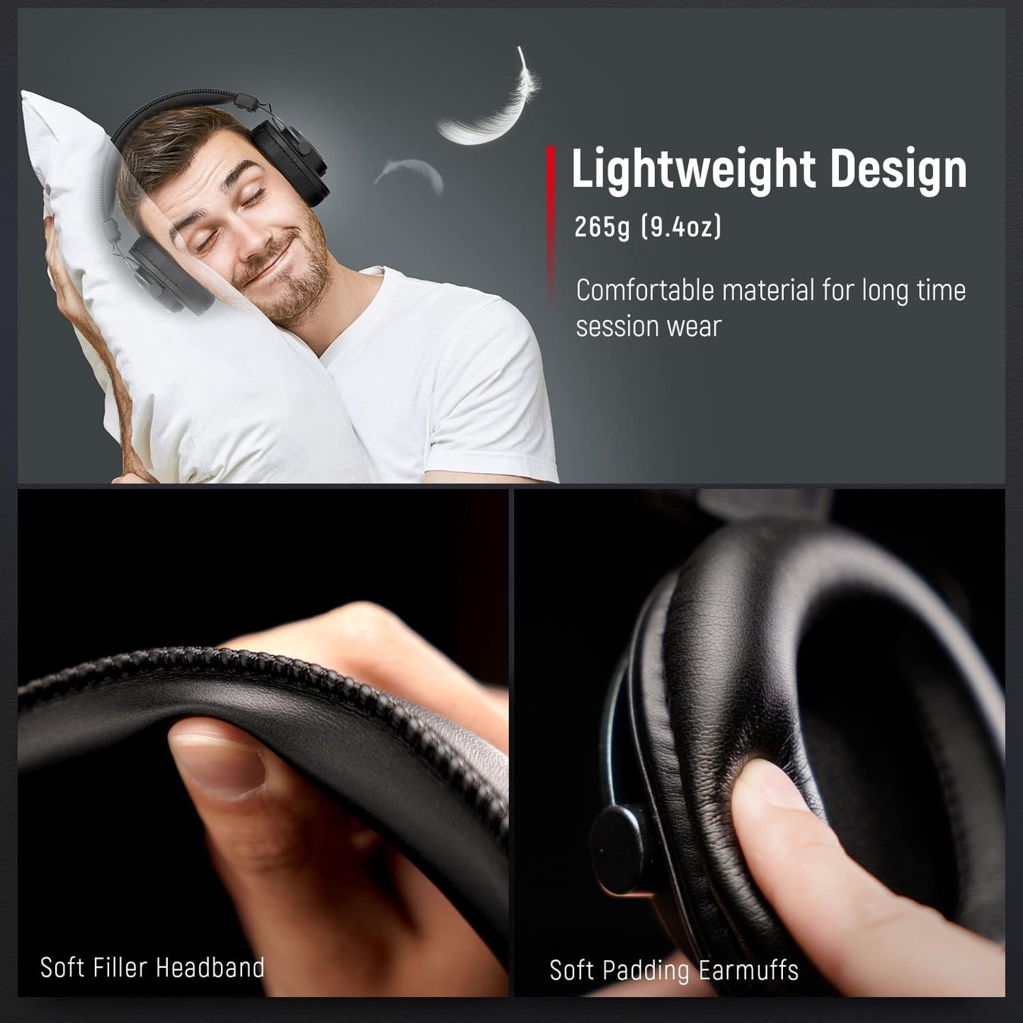 Fifine Studio Recording Monitor Over-Ear Headphones, Wired Black Headphones with Passive Noise-Canceling for Gaming Podcasting Music, Compatible for PC/Phones/Mixer, 3.5mm and 6.35mm Audio Jack-H8
