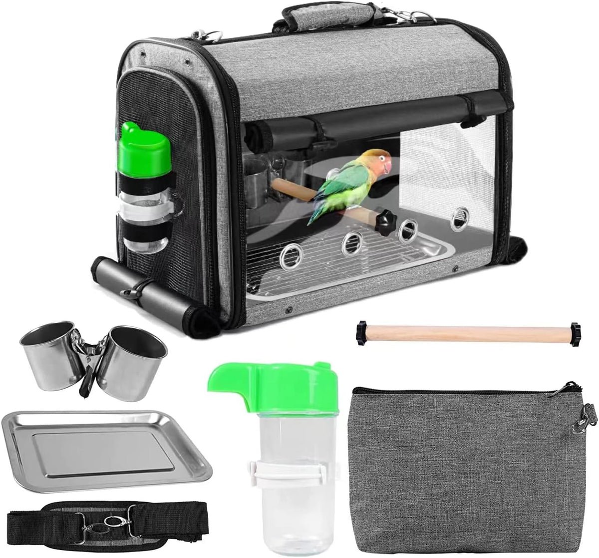 Bird Carrier Bag With Stand - Lightweight Backpack for Parrot, Portable Travel Cage, Pet Transparent Breathable Carrier